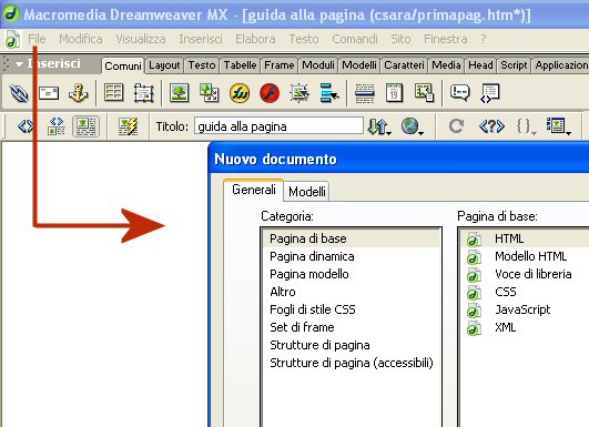 guida alla nuova pagina